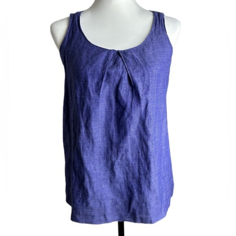 Eileen Fisher Metallic Silk Lined Shell‎ Blue Womens PS